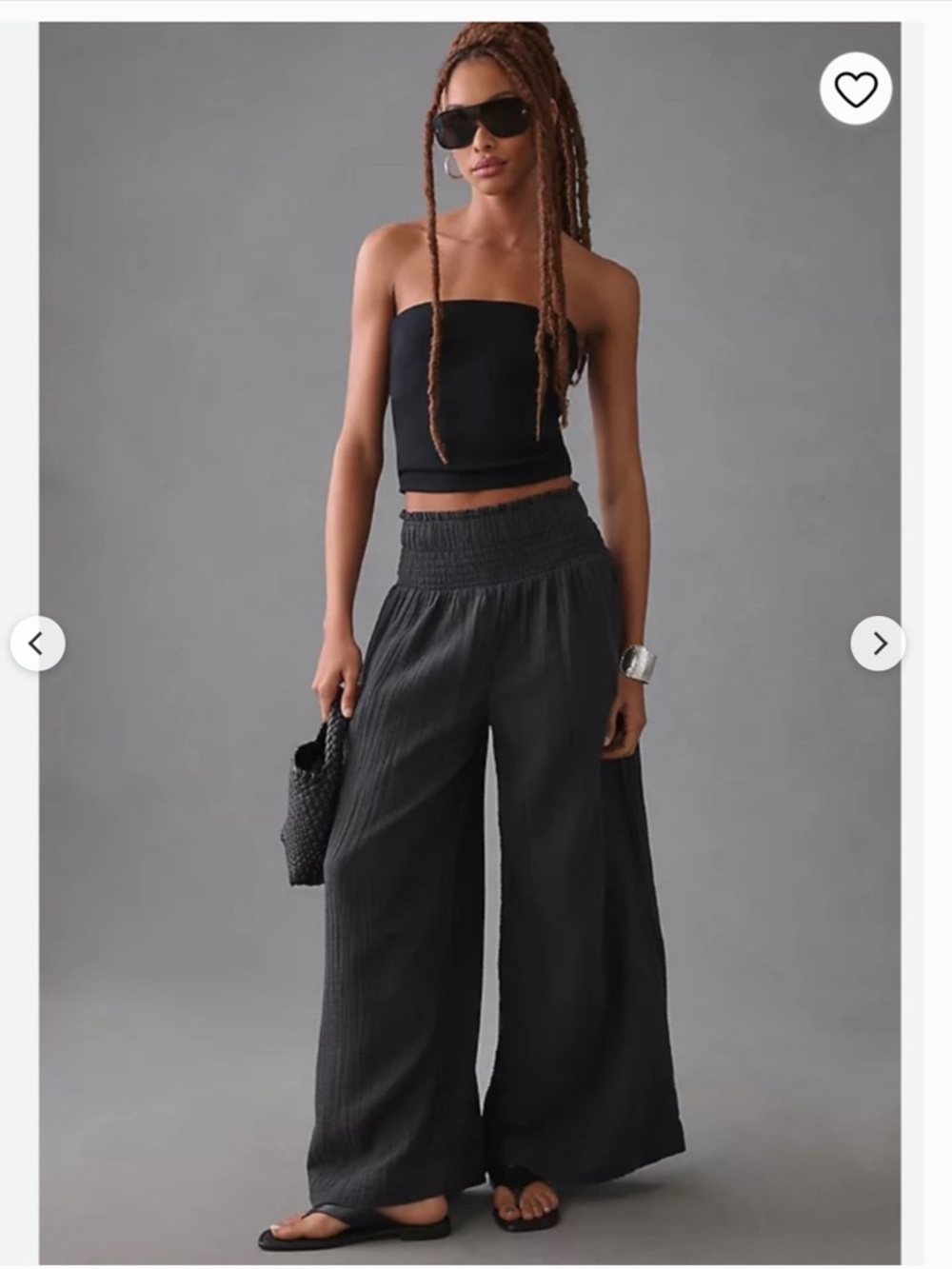 By Anthropologie 100% Cotton Wide Leg Smocked Gauze Pants Size Medium Like New